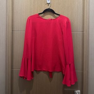 WAYF Red Blouse Bell Sleeves
